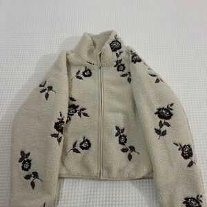 Abercrombie & Fitch Cream Floral Teddy Jacket